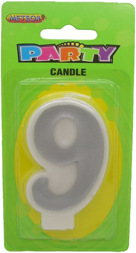 9 Birthday Candle - Gold/Silver*