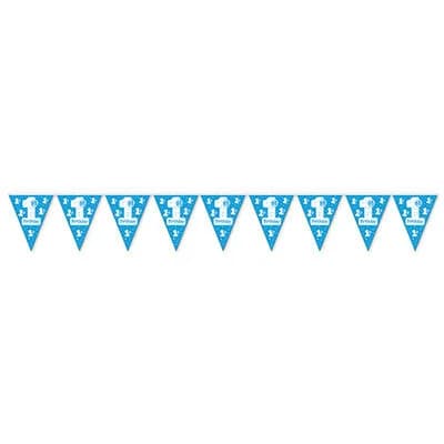 Blue 1st Birthday Pennant Banner - 27.9 x 365.8