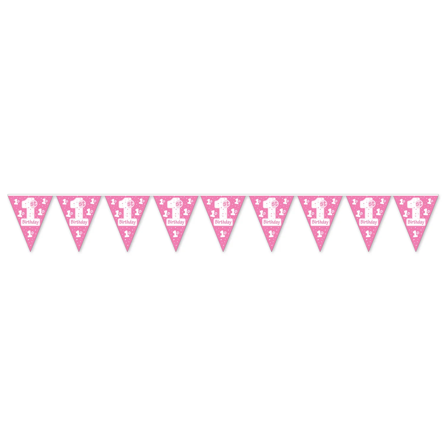 Pink 1st Birthday Pennant Banner - 27.9 x 365.8