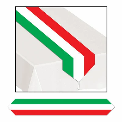 Printed Red, White & Green Table Runner