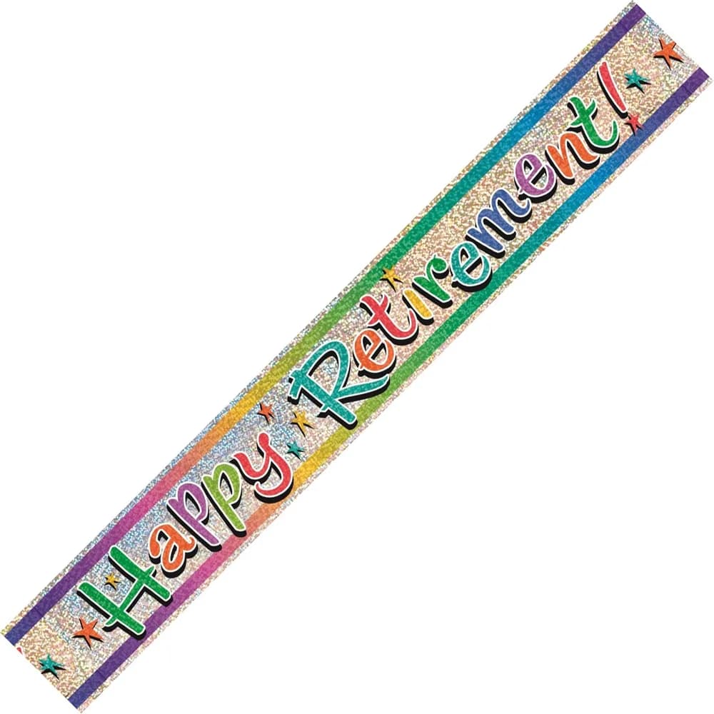 Happy Retirement Holographic Banner - 3.6m