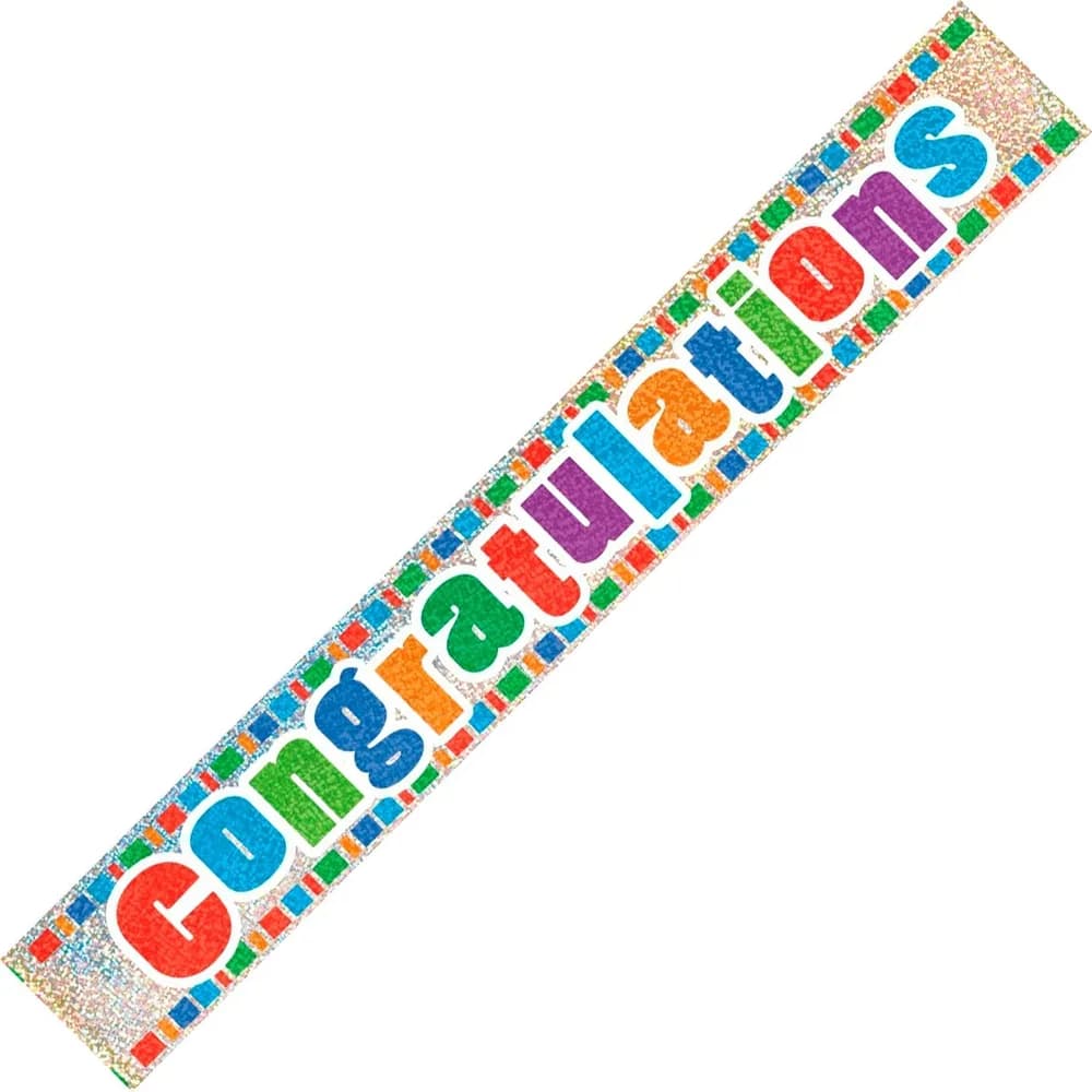 Congratulations Holographic Foil Banner - 3.65m