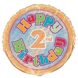 18" Happy 2nd Birthday Prismatic Foil Balloon