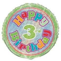 Happy 3rd Birthday Foil Balloon (45 cm)