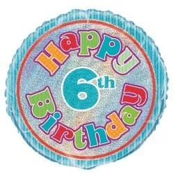 "Happy 6th Birthday" Colourful Prismatic Foil Balloon (45cm)