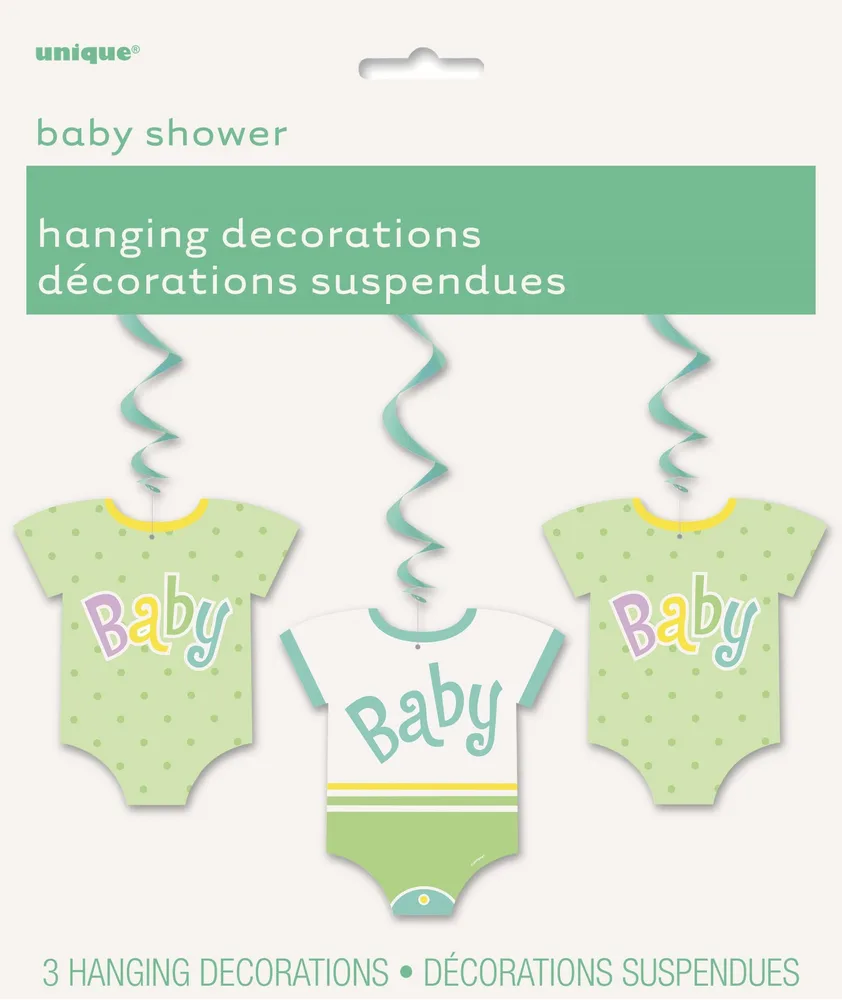 Baby Shower Onesie Hanging Swirl Decoration - Pk 3