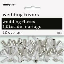 Mini Silver Champagne Flute Wedding Favors - Pk 12