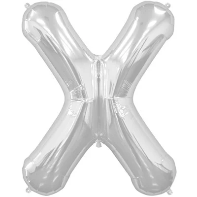 34" Letter X Silver Foil Balloon