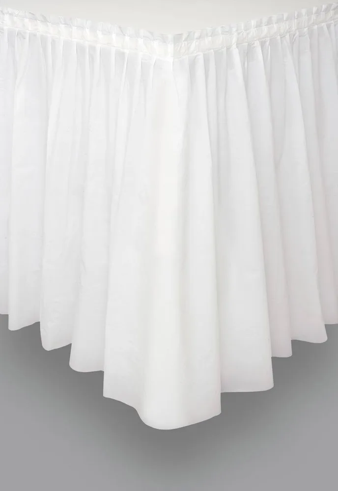 White Plastic Table Skirt (73.6cm x 4.26m)
