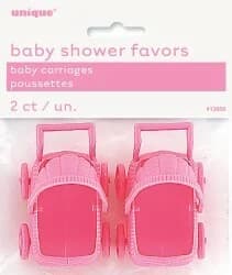 Baby carriage favors in pink - pack of 2.