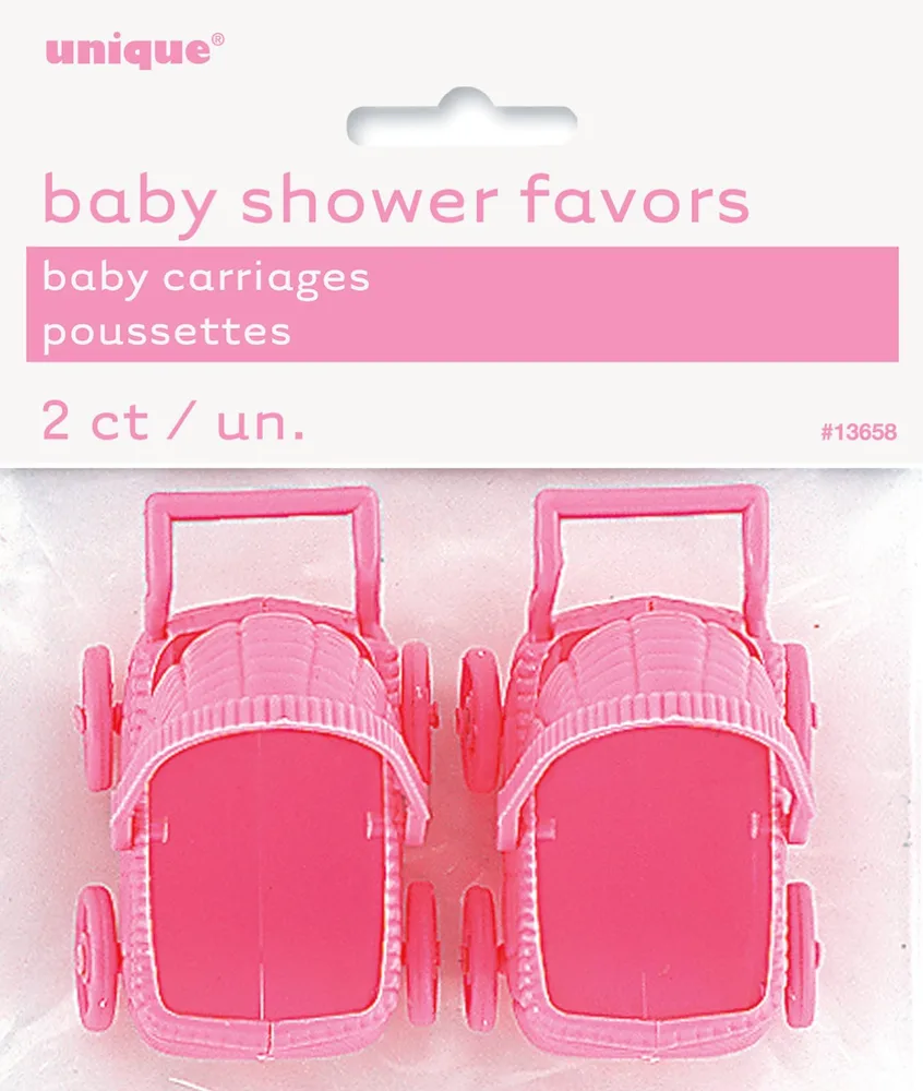 Baby carriage favors in pink - pack of 2.