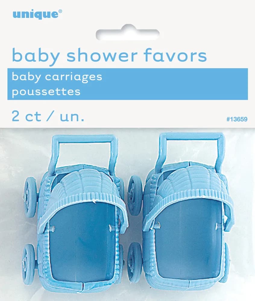 Baby carriage favors in blue - pack of 2.