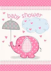 Umbrellaphants Pink Baby Shower Invitations - Pk 8*