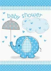 Umbrellaphants Blue Baby Shower Invitations - Pk 8*
