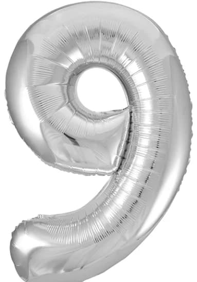 #9 Silver 34" Foil Balloon