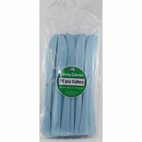 Reusable Light Blue Plastic Knives - Pk 20
