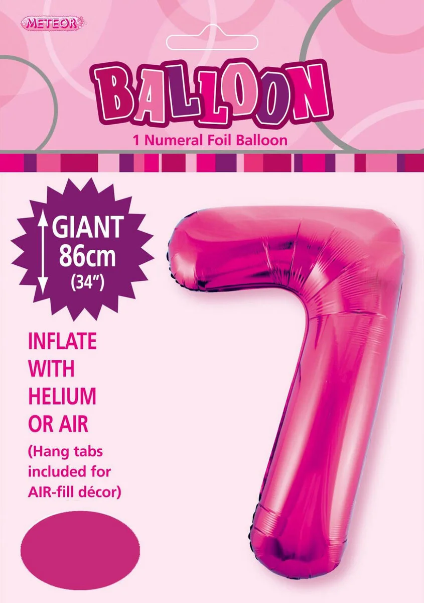 #7 Hot Pink 34" Foil Balloon