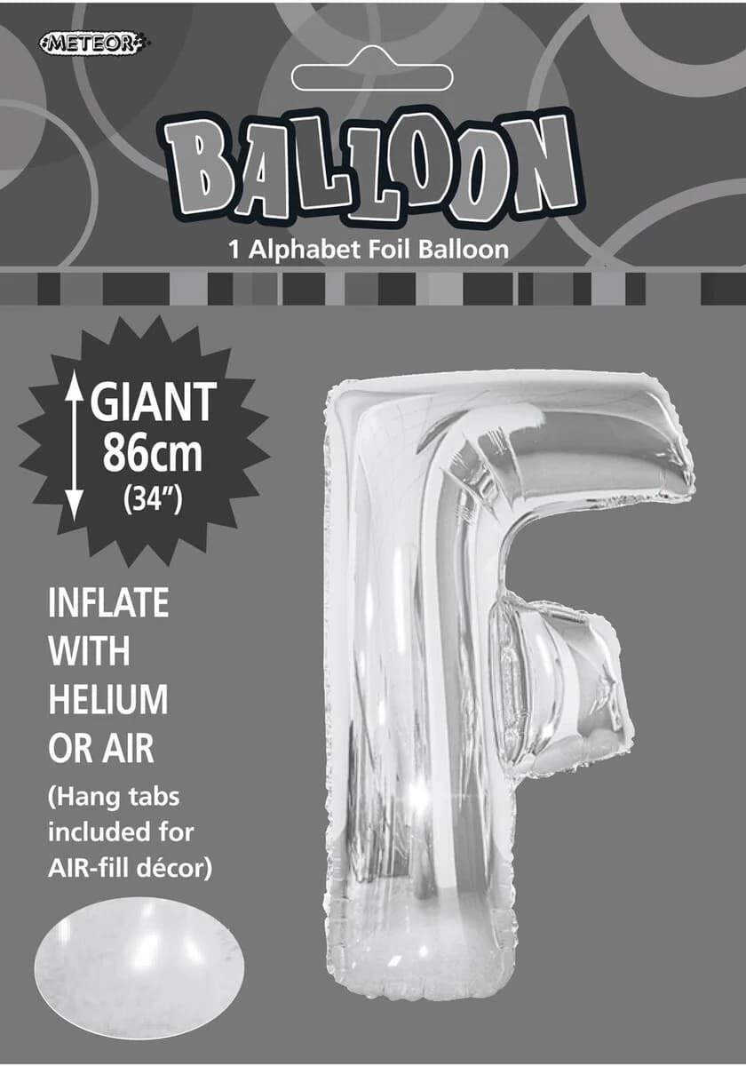 Letter F Silver 34" Foil Balloon