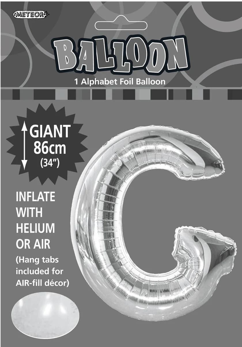 Letter G Silver 34" Foil Balloon