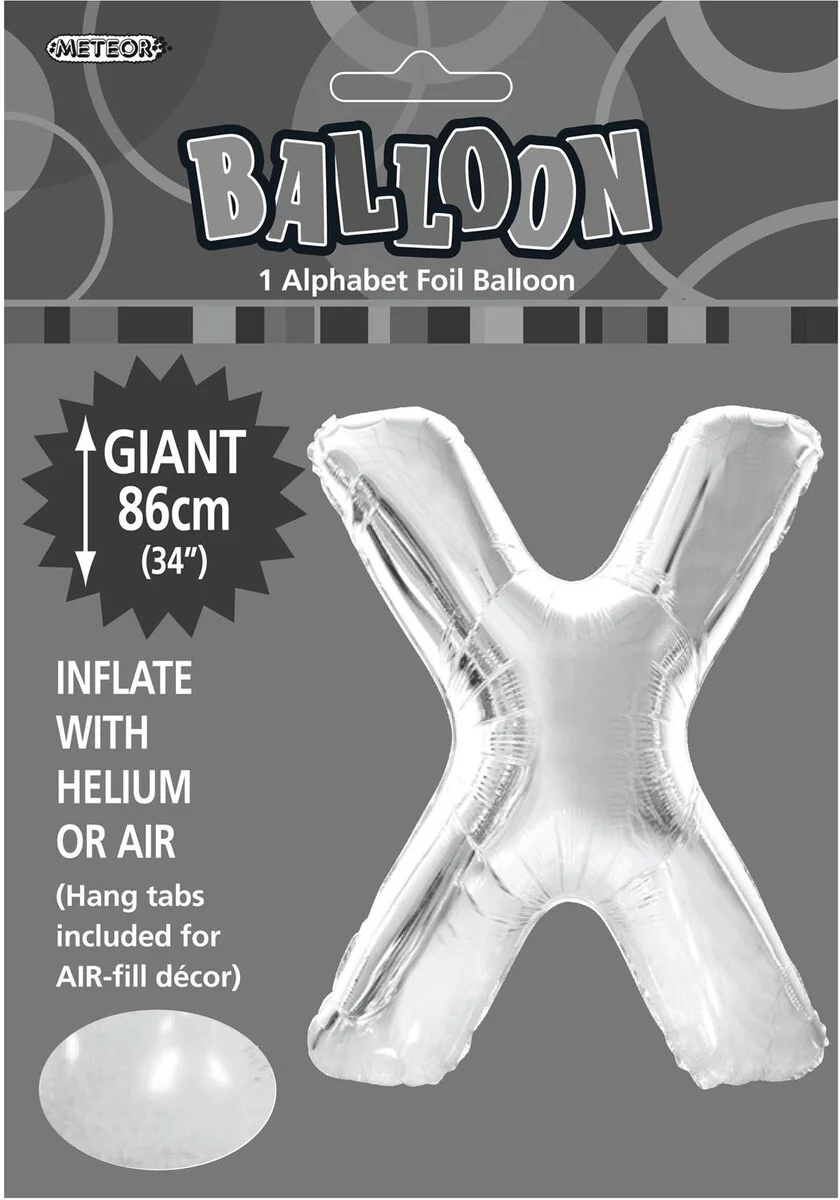 Letter X Silver 34" Foil Balloon