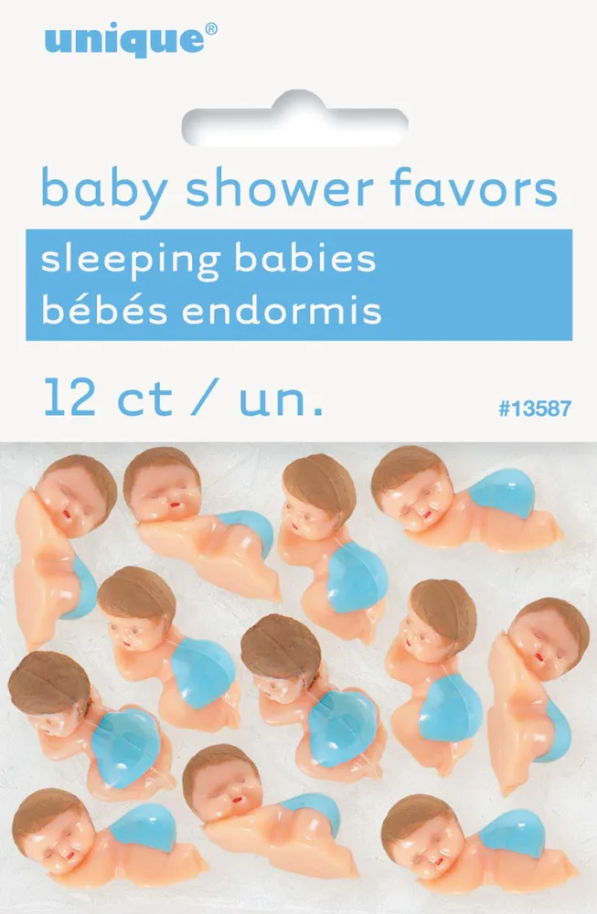 12 Small Plastic Babies With Blue Diapers