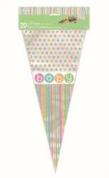 Pastel Baby Shower Cone Bags (38cm) - Pk 20**