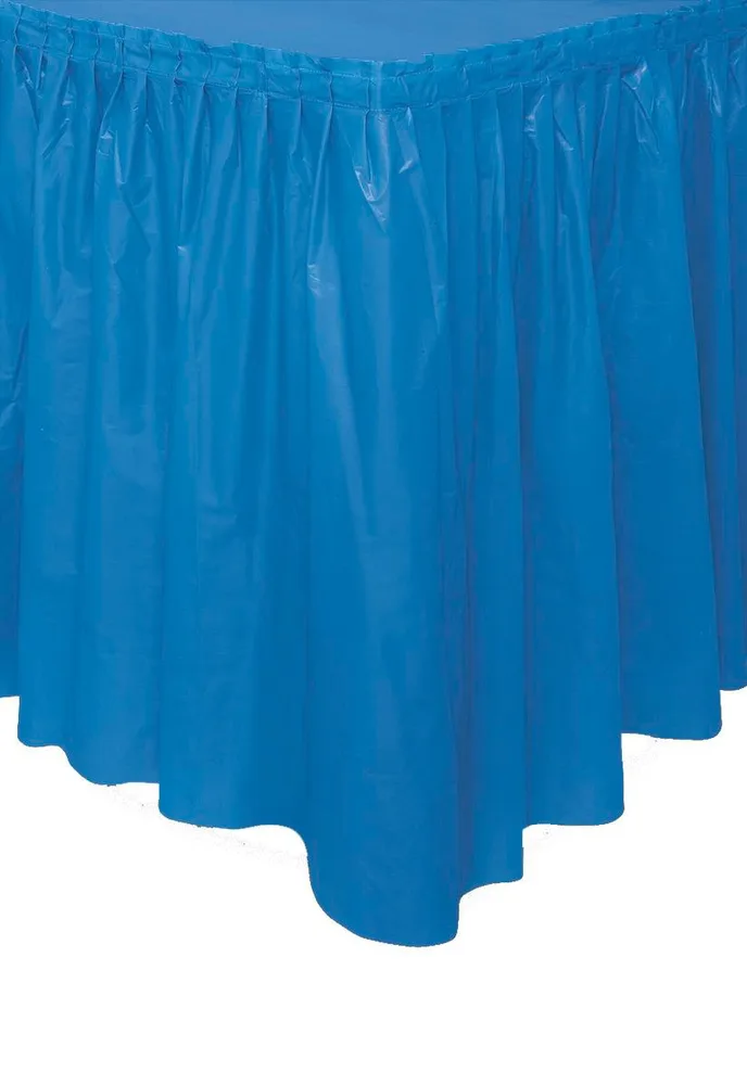 Royal Plastic Blue Table Skirt 73cm drop, 4.26m long with adhesive strip