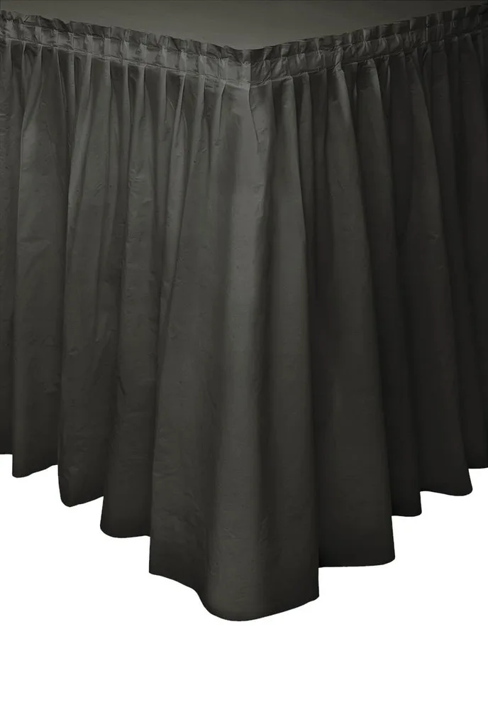 Black Plastic Table Skirt 73cm drop, 4.26m long with adhesive strip