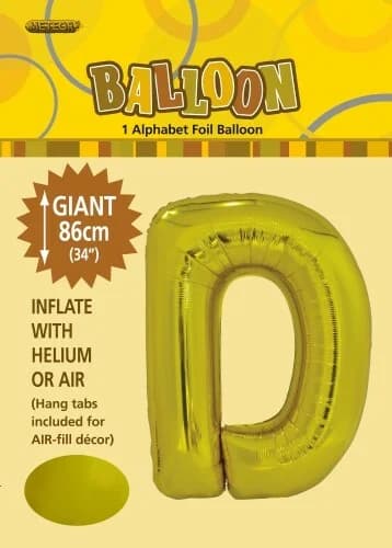 34" Letter D Gold Foil Balloon