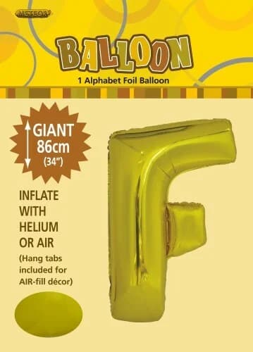 34" Letter F Gold Foil Balloon