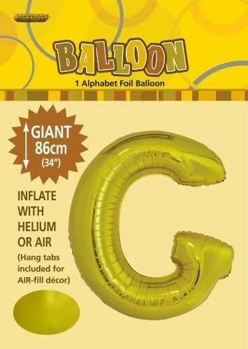 34" Letter G Gold Foil Balloon
