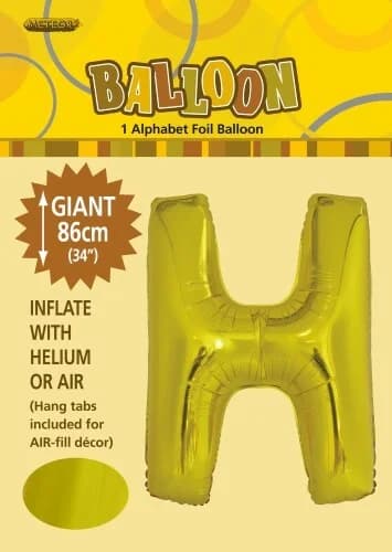 34" Letter H Gold Foil Balloon