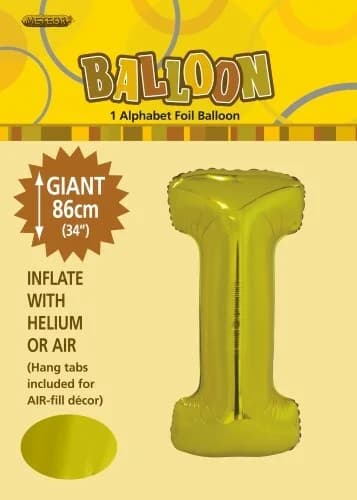 34" Letter I Gold Foil Balloon