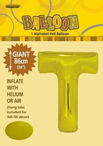 34" Letter T Gold Foil Balloon