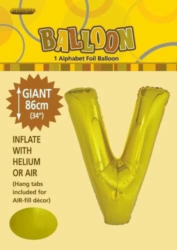 34" Letter V Gold Foil Balloon