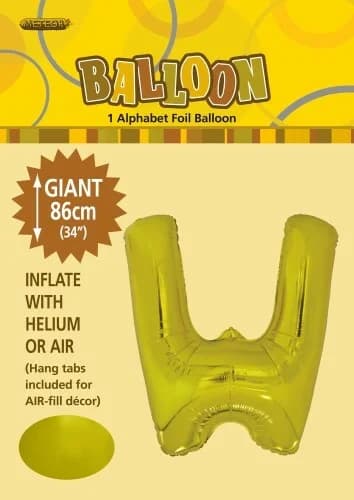 34" Letter W Gold Foil Balloon