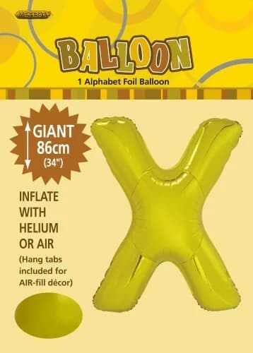 34" Letter X Gold Foil Balloon