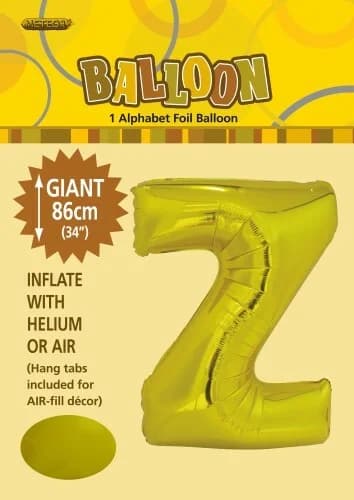 34" Letter Z Gold Foil Balloon