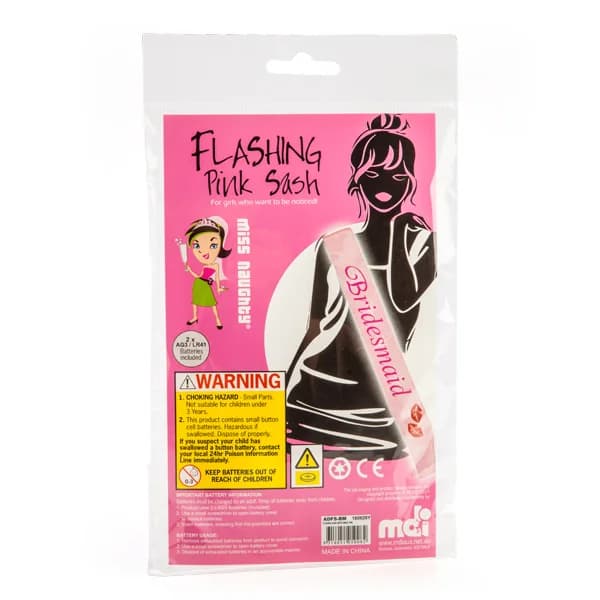 Bridesmaid Light Pink Flashing Sash