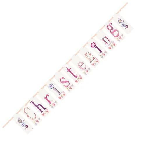 Pink Christening Block Banner**