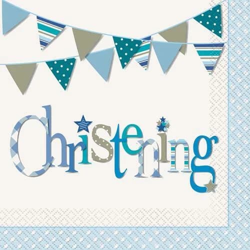 Blue Christening Napkins - pk 16