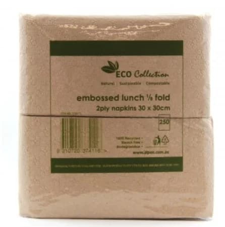 Eco Collection Embossed Lunch 2ply 1/8 Fold Napkins - pk 250