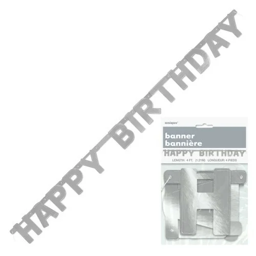Happy Birthday Silver Deluxe Jointed Banner