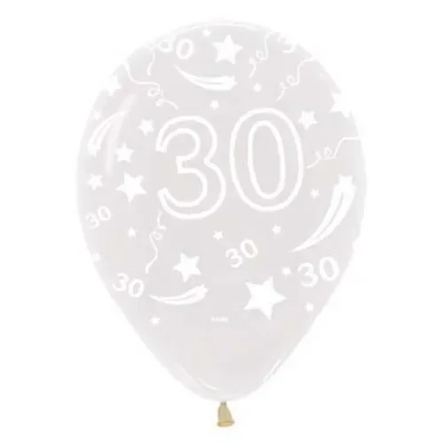 Crystal Clear "30" Print 30cm Balloons - pk 50*