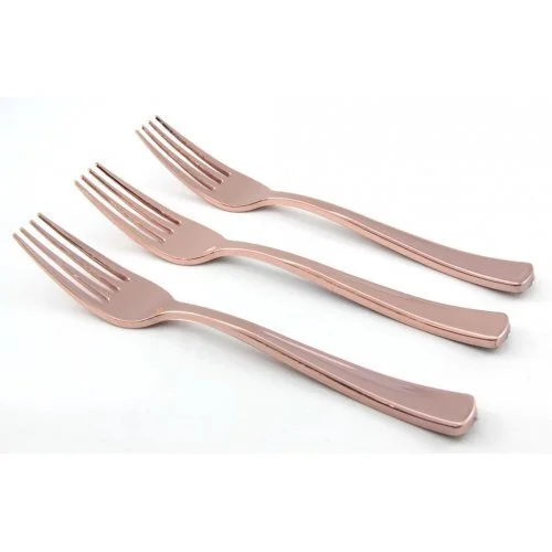 Rose Gold Plastic Forks - Pk 12