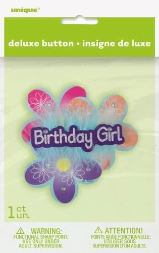 Birthday Girl Flowers Deluxe Badge