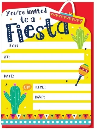 Mexican Fiesta Party Invitations - Pk 6*