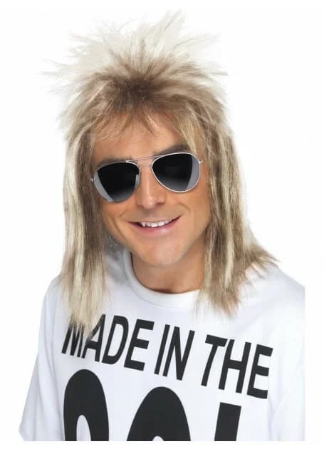 Ash Blonde 80's Mullet Wig