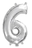 Number 6 Silver Foil Balloon (35cm)