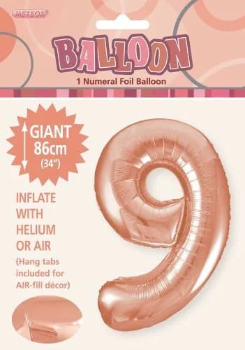 #9 34" Rose Gold Foil Balloon